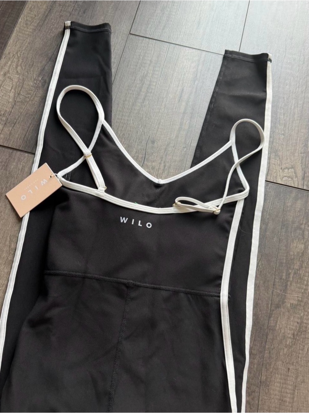 WILO Black Strappy Jumpsuit with White Trim